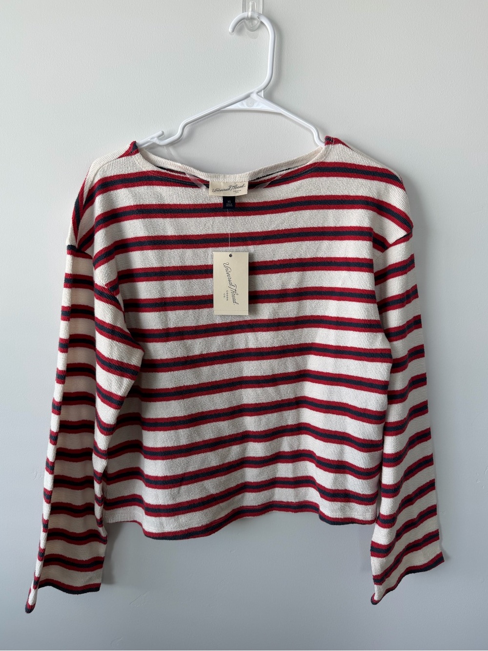 NWT Universal Thread Cream Red Striped Knit Sweater XS